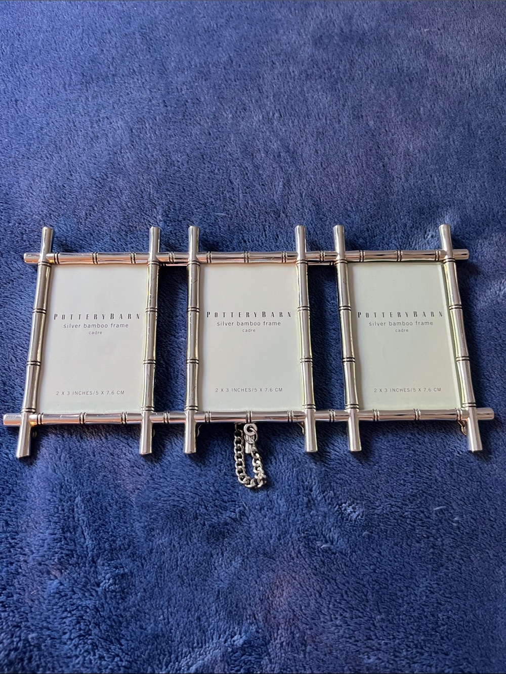 Pottery Barn Silver Bamboo Triple Picture Frame